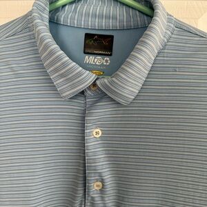 Greg Norman M75 Microlux Collection Light Blue Striped Polo
